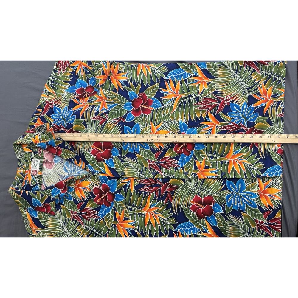 Hilo Hattie Aloha Shirt Mens XXL Blue Floral Hawaiian Camp Collar Vintage - Picture 4 of 11